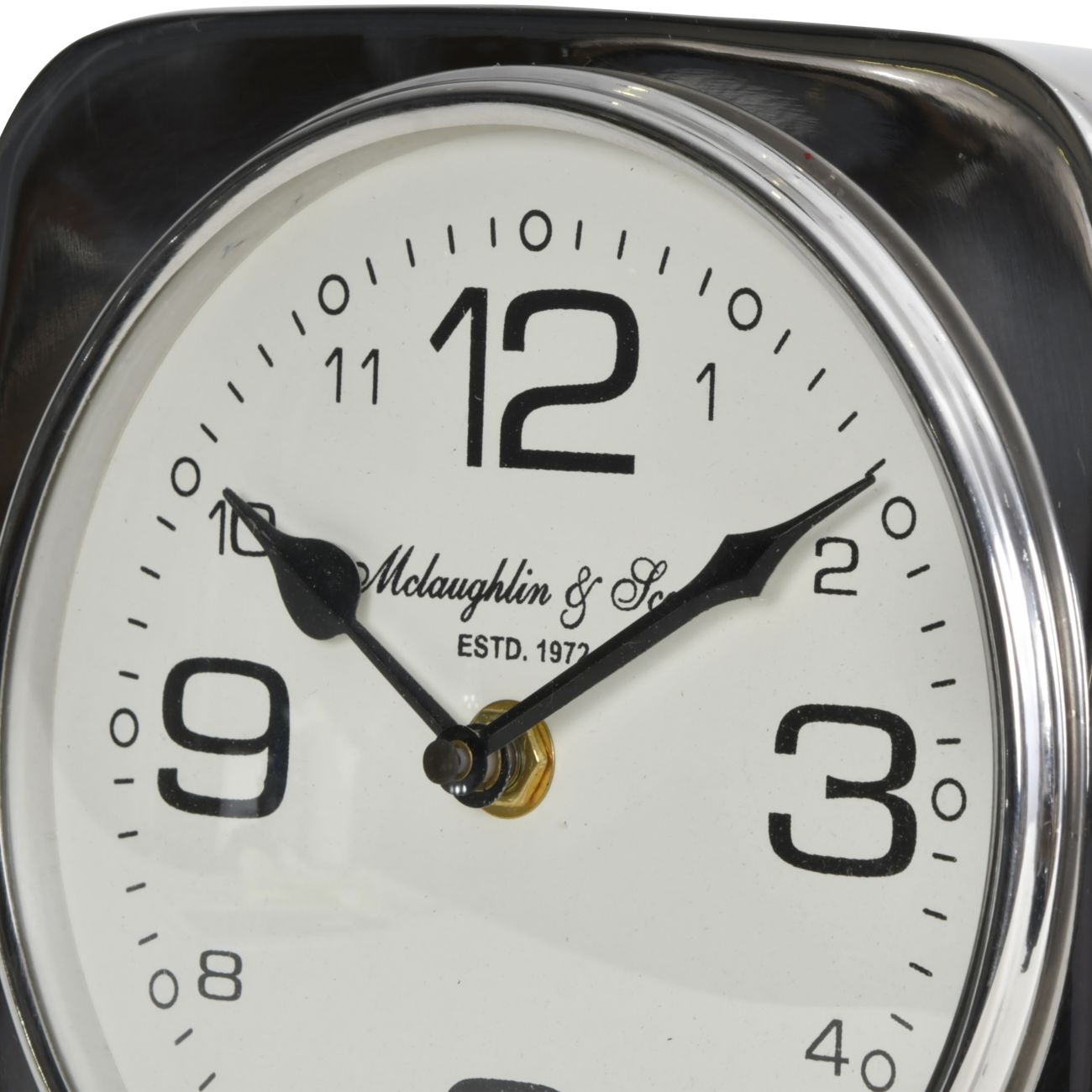 Vickery Silver Nickel Square Mantel Clock on Stand